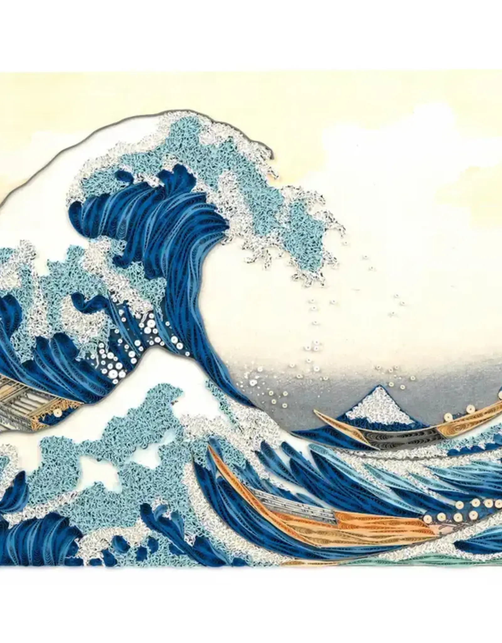 Quilling Card Quilled Great Wave, Hokusai Wall Art (15 in. X 11in)  and Frame
