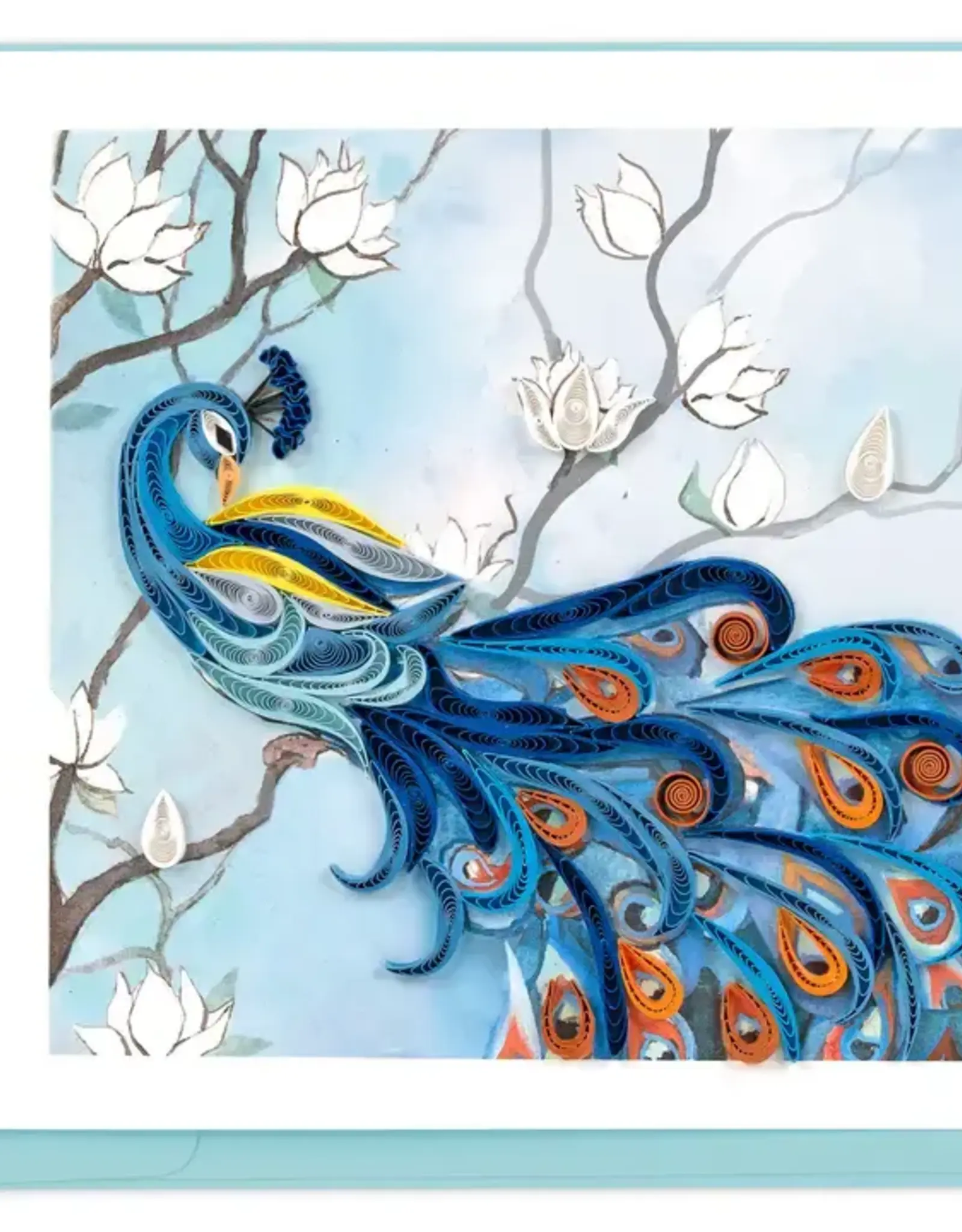 Quilling Card Quilled White Flowers Peacock Greeting Card
