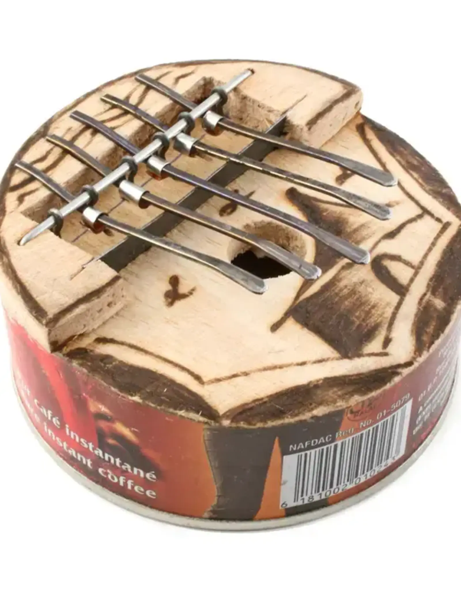 Swahili African Modern Small Round Recycled Tin Can Kalimba