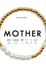 EthicGoods Morse Code Bracelet: Mother (Pearl & Gold)