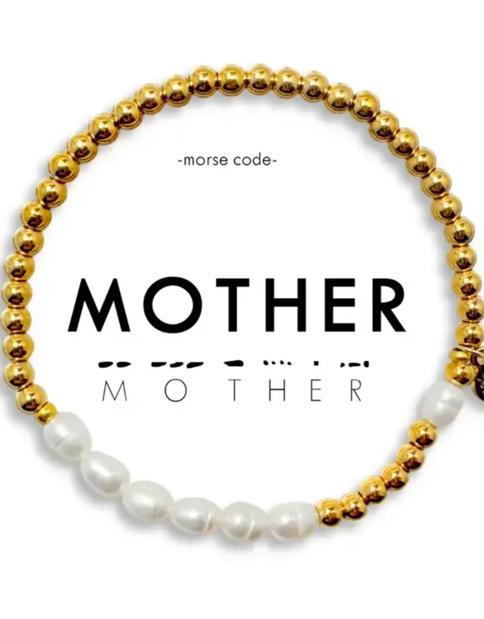 EthicGoods Morse Code Bracelet: Mother (Pearl & Gold)
