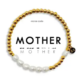EthicGoods Morse Code Bracelet: Mother (Pearl & Gold)