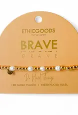 EthicGoods Morse Code Bracelet: Brave (Pearl & Gold)