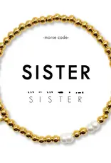 EthicGoods Morse Code Bracelet: Sister (Pearl & Gold)