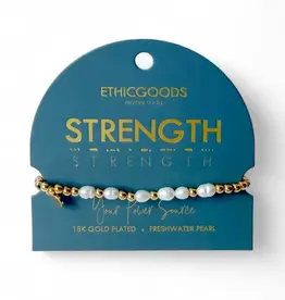 EthicGoods Morse Code Bracelet: Strength (Pearl & Gold)