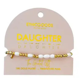 EthicGoods Morse Code Bracelet: Daughter (Pearl & Gold)