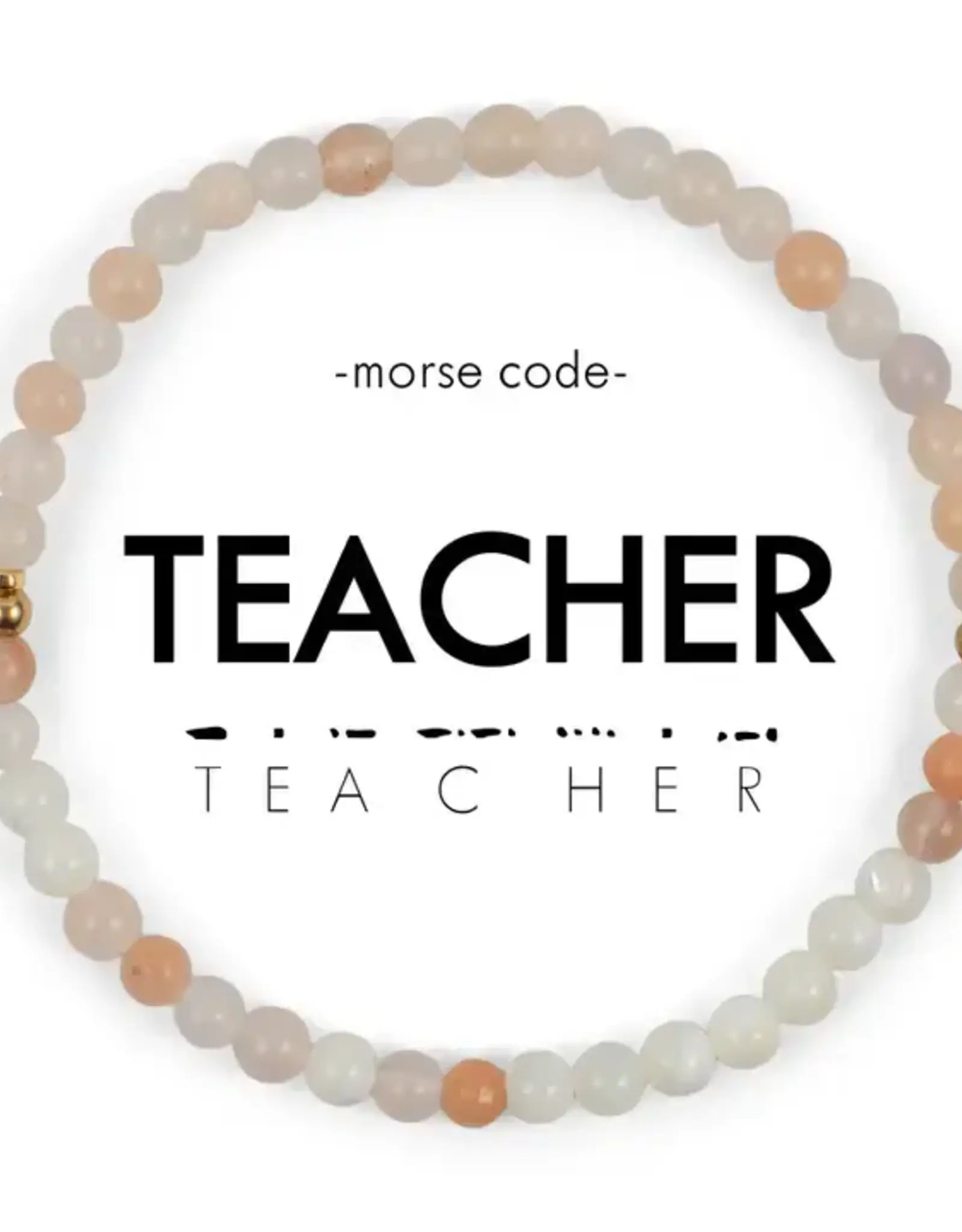EthicGoods Morse Code Bracelet: Teacher (Pink Aventurine & Mother of Pearl)