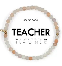EthicGoods Morse Code Bracelet: Teacher (Pink Aventurine & Mother of Pearl)