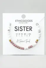 EthicGoods Morse Code Matching Bracelets: Sister (Lilac & Howlite)