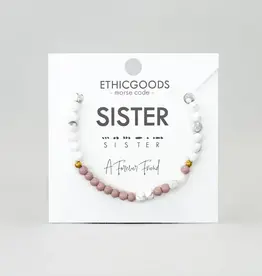 EthicGoods Morse Code Matching Bracelets: Sister (Lilac & Howlite)