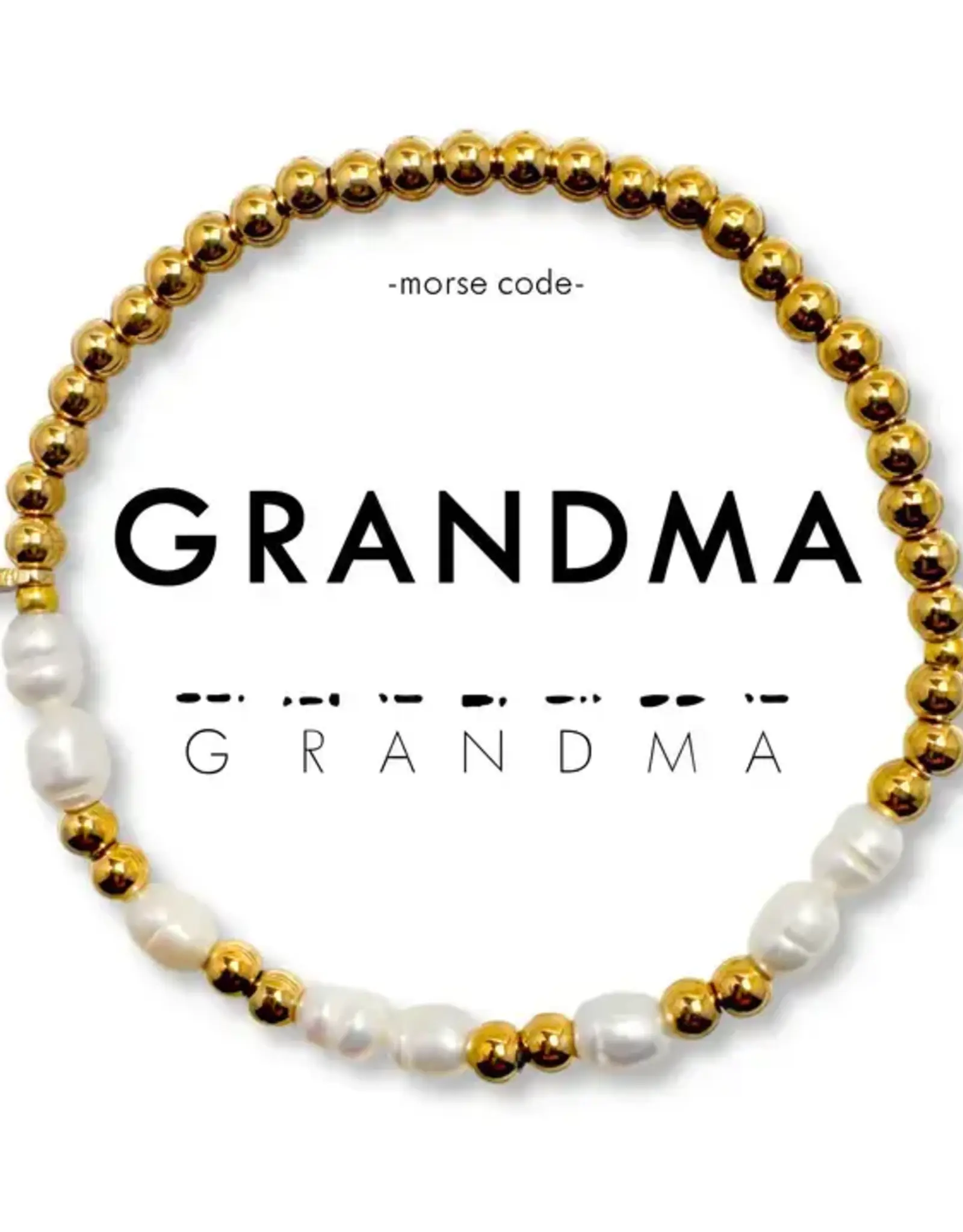 EthicGoods Morse Code Bracelet: Grandma (Pearl & Gold)