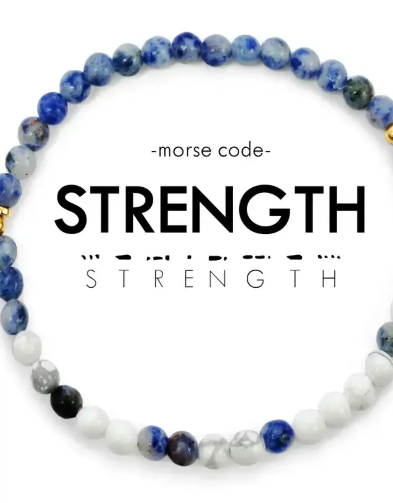 EthicGoods Morse Code Bracelet: Strength (Lapis & Howlite)