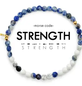 EthicGoods Morse Code Bracelet: Strength (Lapis & Howlite)
