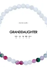 EthicGoods Morse Code Bracelet: Granddaughter (Watermelon Jasper & Mother of Pearl)