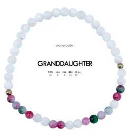 EthicGoods Morse Code Bracelet: Granddaughter (Watermelon Jasper & Mother of Pearl)