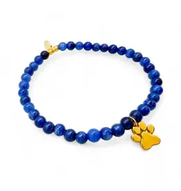 EthicGoods Mini Charm Bracelet: Paw Charm, Blue Quartz