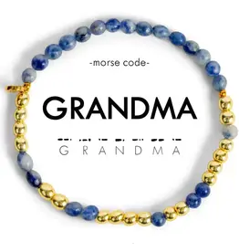 EthicGoods Gold Morse Code Bracelet: Grandma (Lapis)