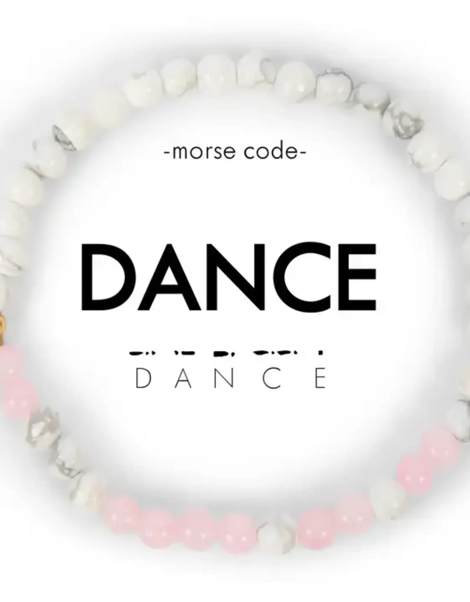 EthicGoods Morse Code Bracelet: Dance (Rose Quartz & Howlite)