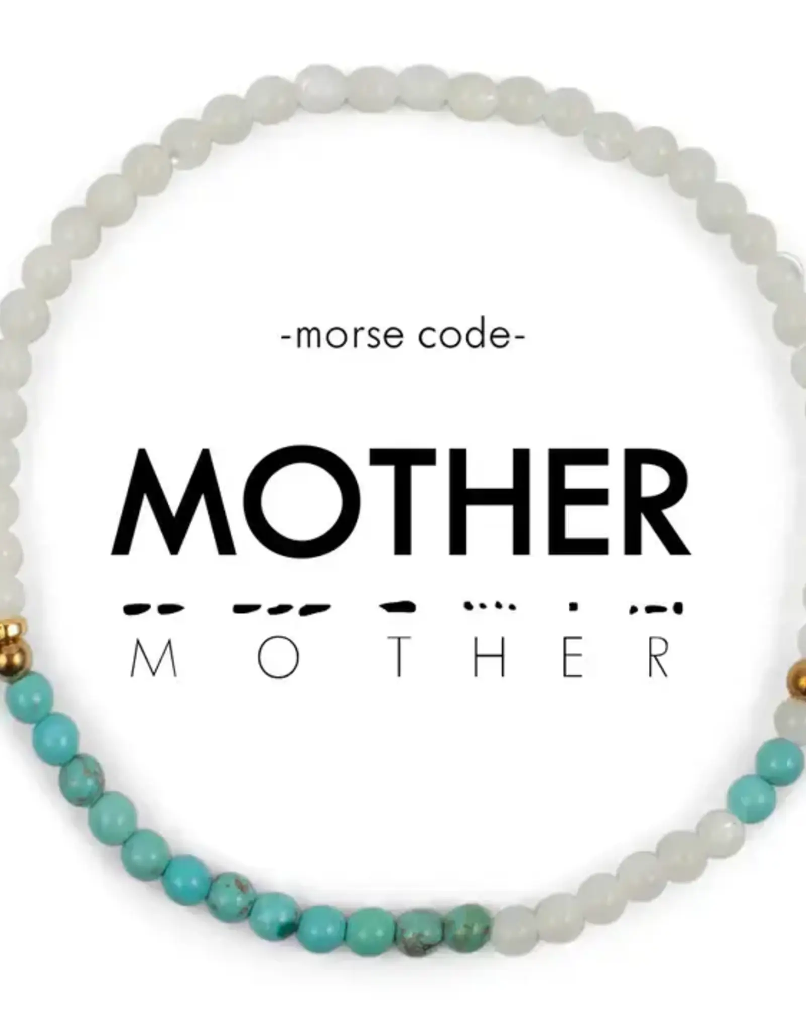 EthicGoods 3mm Morse Code Bracelet: Mother (Turquoise & Howlite)