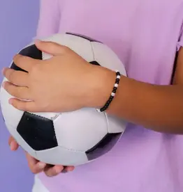 EthicGoods Mini Kids Morse Code Bracelet: Soccer (Onyx & Howlite)