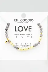 EthicGoods Gold Morse Code Bracelet: Love (Smoke)