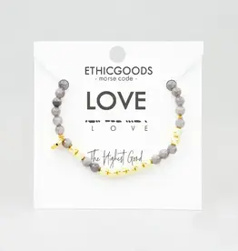 EthicGoods Gold Morse Code Bracelet: Love (Smoke)