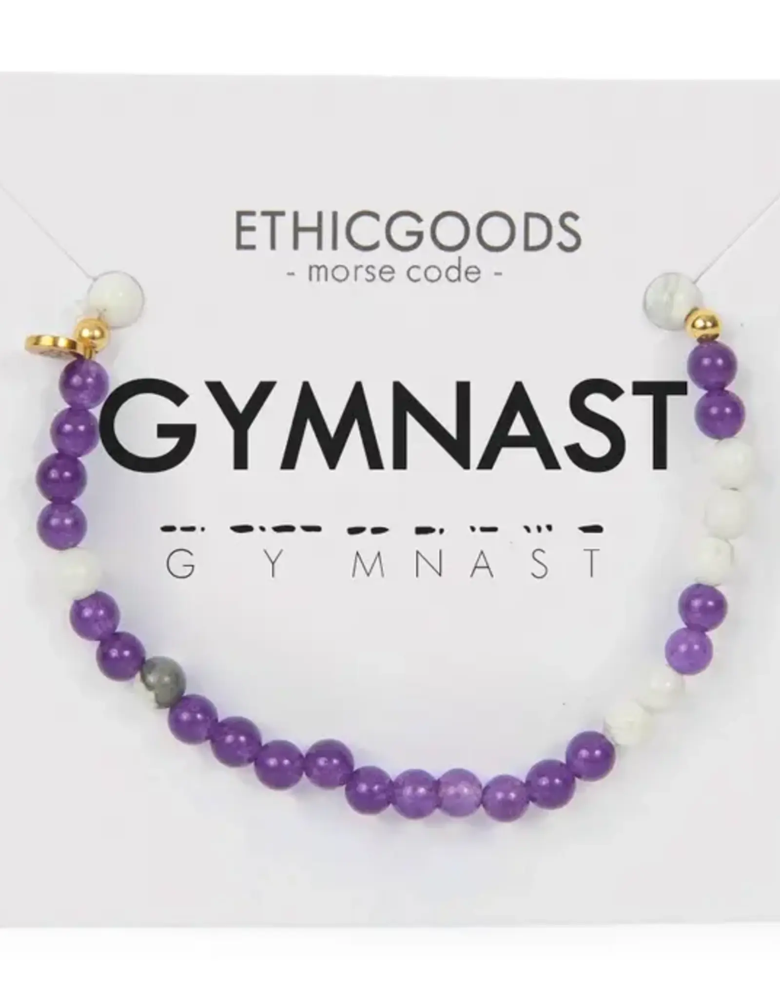 EthicGoods Mini Morse Code Bracelet: Gymnast (Dark Purple & Howlite)