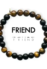 EthicGoods 8mm Morse Code Bracelet: Friend (Onyx & Tiger Eye)
