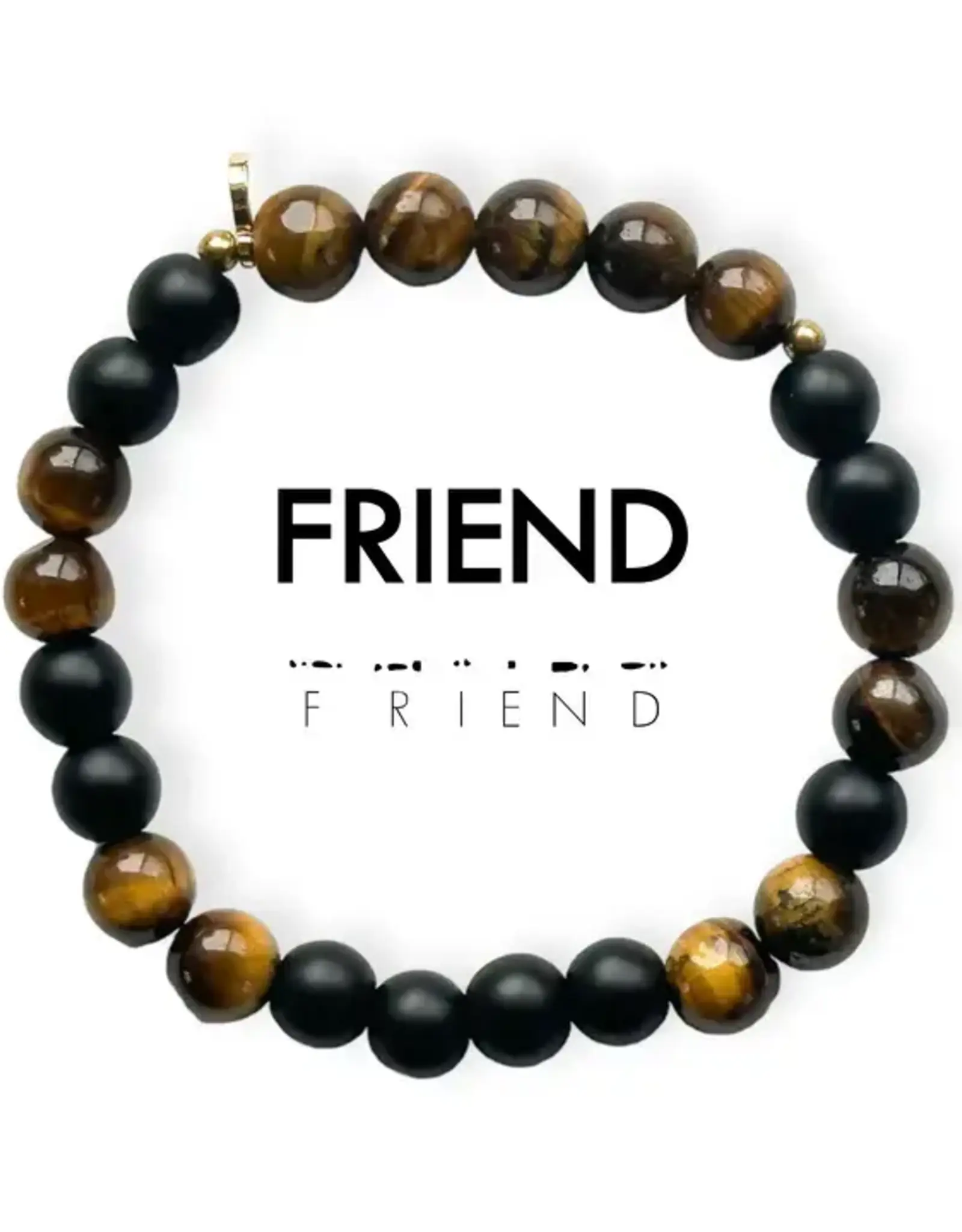 EthicGoods 8mm Morse Code Bracelet: Friend (Onyx & Tiger Eye)