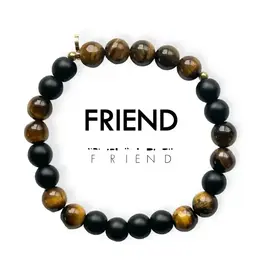 EthicGoods 8mm Morse Code Bracelet: Friend (Onyx & Tiger Eye)