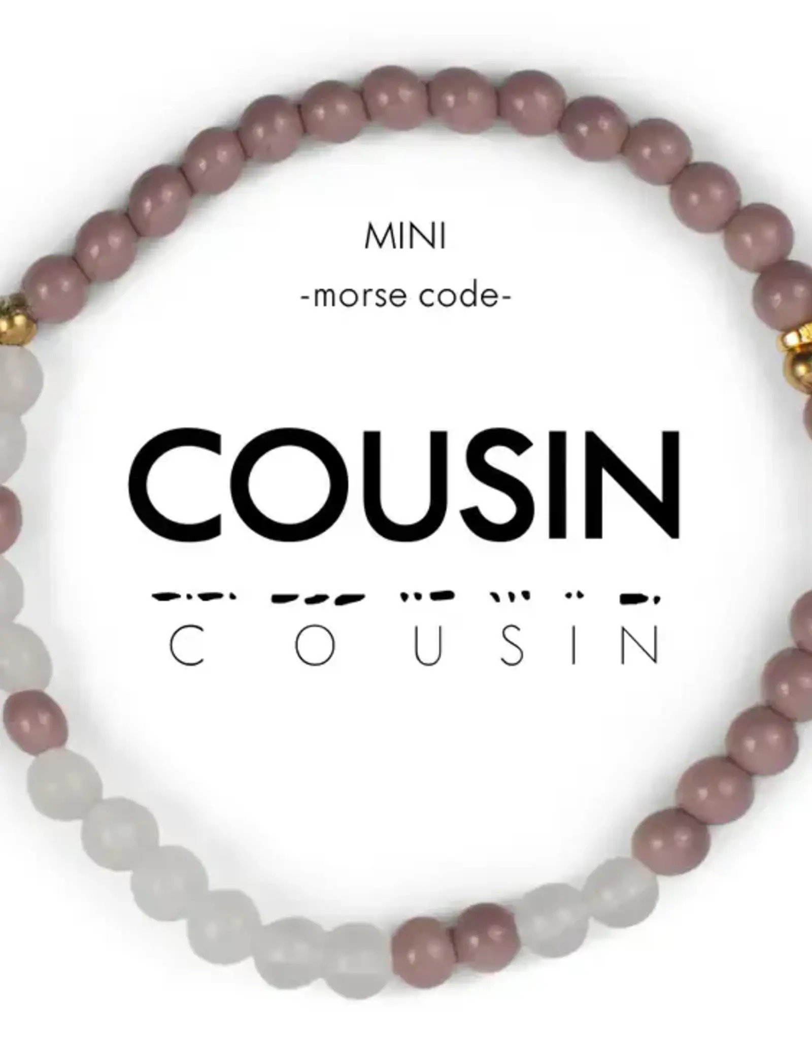 EthicGoods Mini Kids Morse Code Bracelet: Cousin (Lilac & Clear)