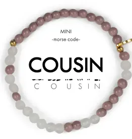 EthicGoods Mini Kids Morse Code Bracelet: Cousin (Lilac & Clear)