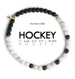 EthicGoods Mini Kids Morse Code Bracelet: Hockey (White & Onyx)