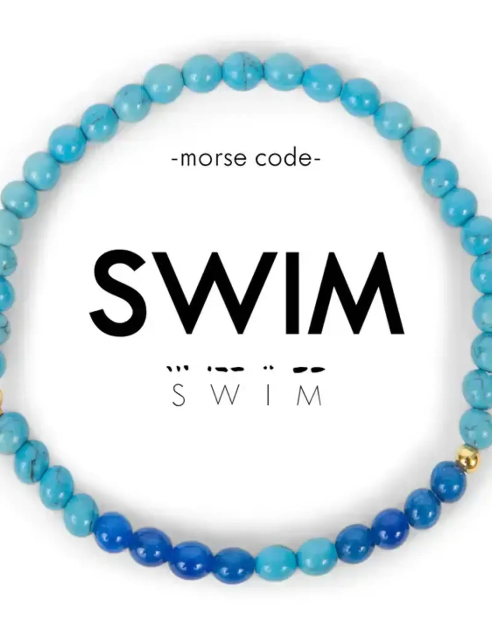 EthicGoods Mini Kids Morse Code Bracelet: Swim (Blue & Blue Howlite)