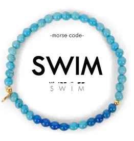 EthicGoods Mini Kids Morse Code Bracelet: Swim (Blue & Blue Howlite)