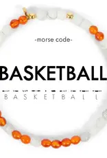 EthicGoods Morse Code Bracelet: Basketball (Orange & Howlite)