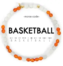 EthicGoods Morse Code Bracelet: Basketball (Orange & Howlite)