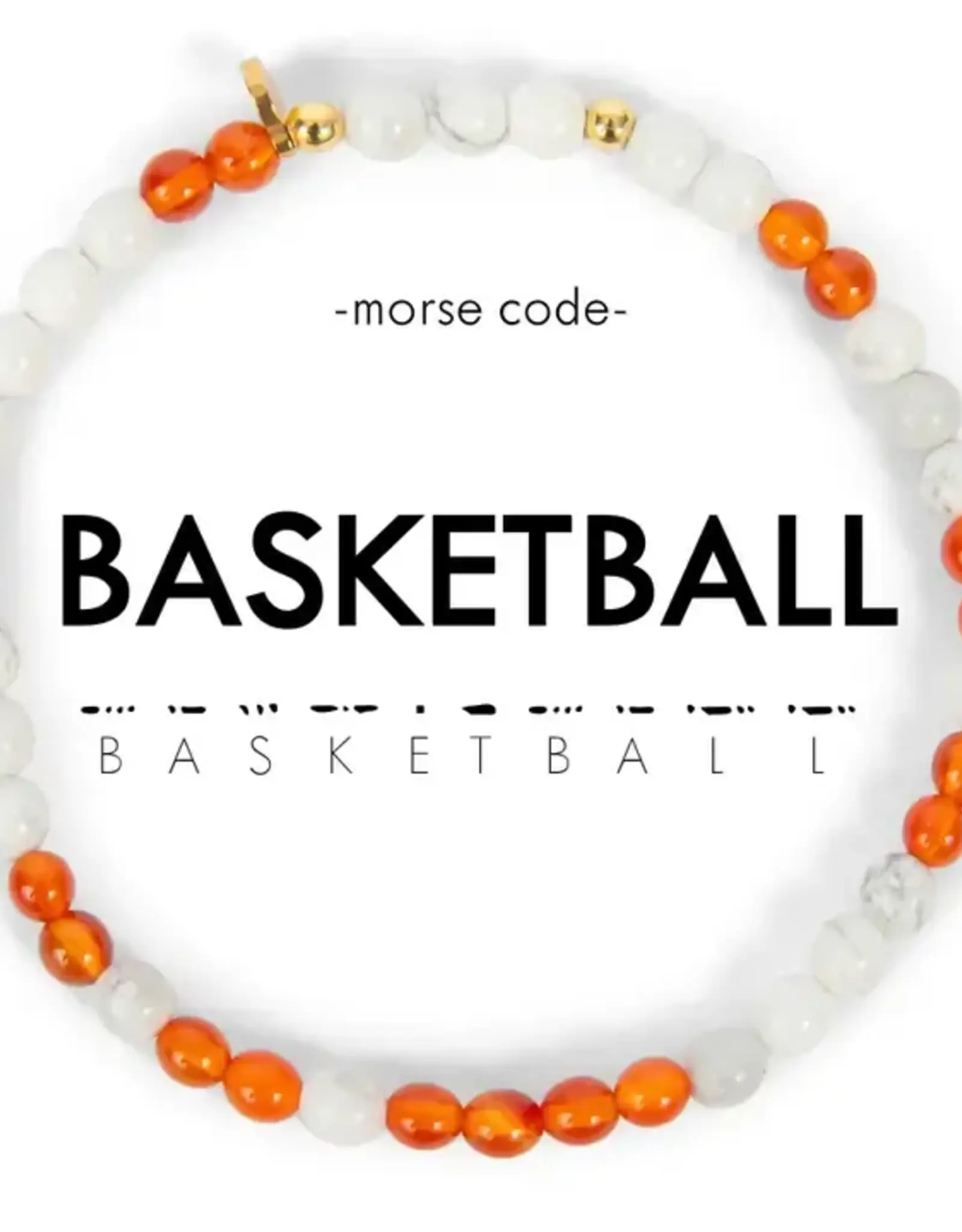 EthicGoods Morse Code Bracelet: Basketball (Orange & Howlite)