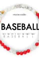 EthicGoods Morse Code Bracelet: Baseball (Red & Howlite)