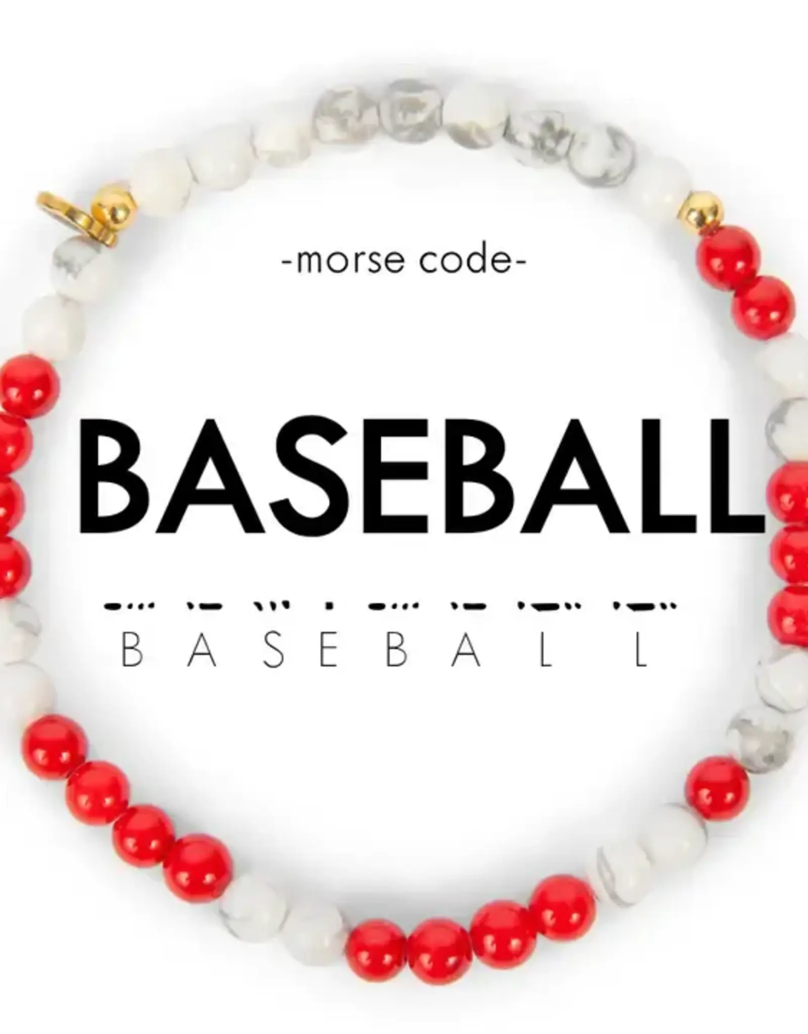 EthicGoods Morse Code Bracelet: Baseball (Red & Howlite)