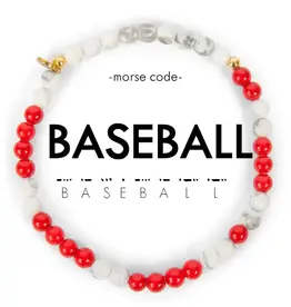 EthicGoods Morse Code Bracelet: Baseball (Red & Howlite)