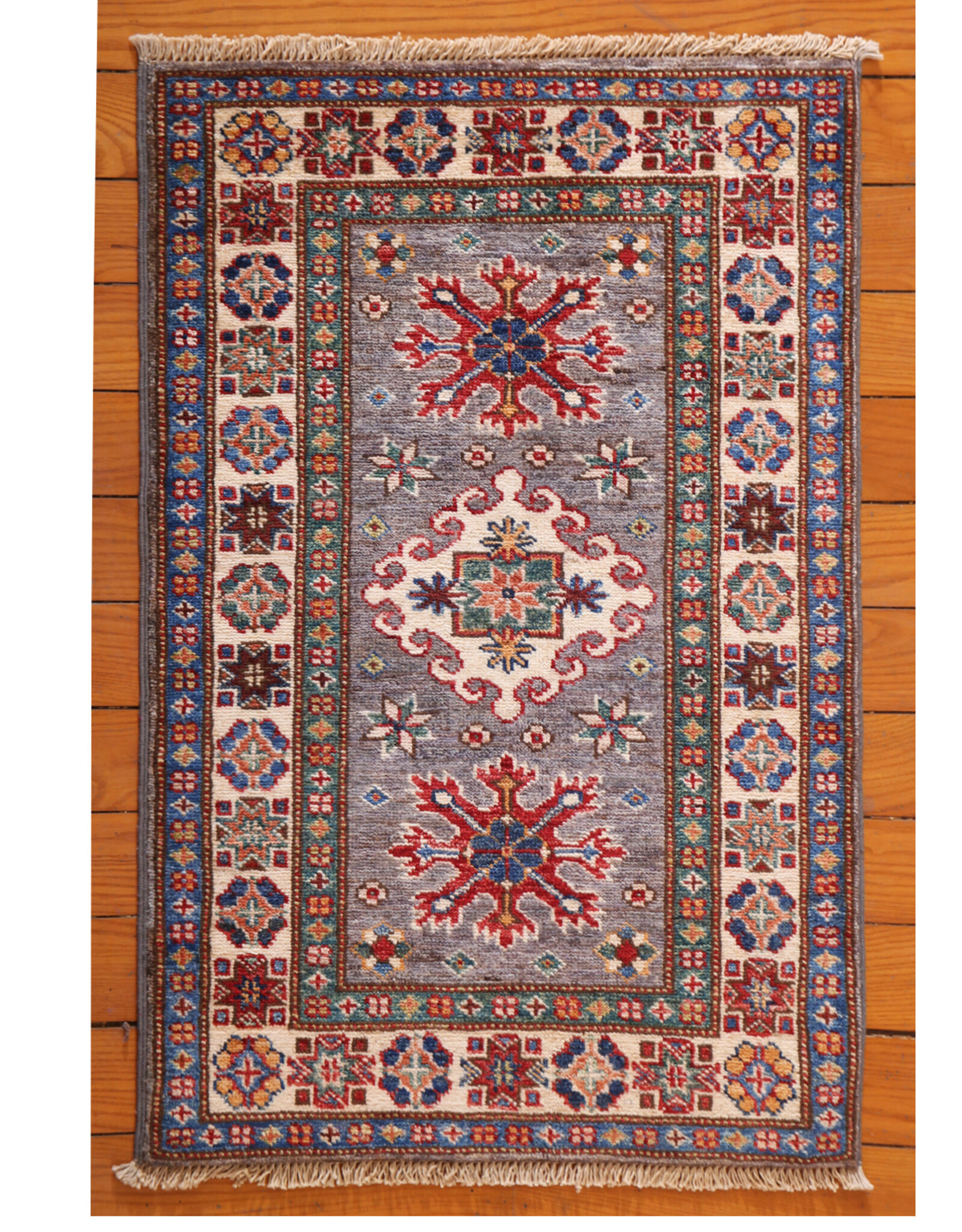 Bunyaad Pakistan 2230784  Gray Kazak  2.2 X 3.0