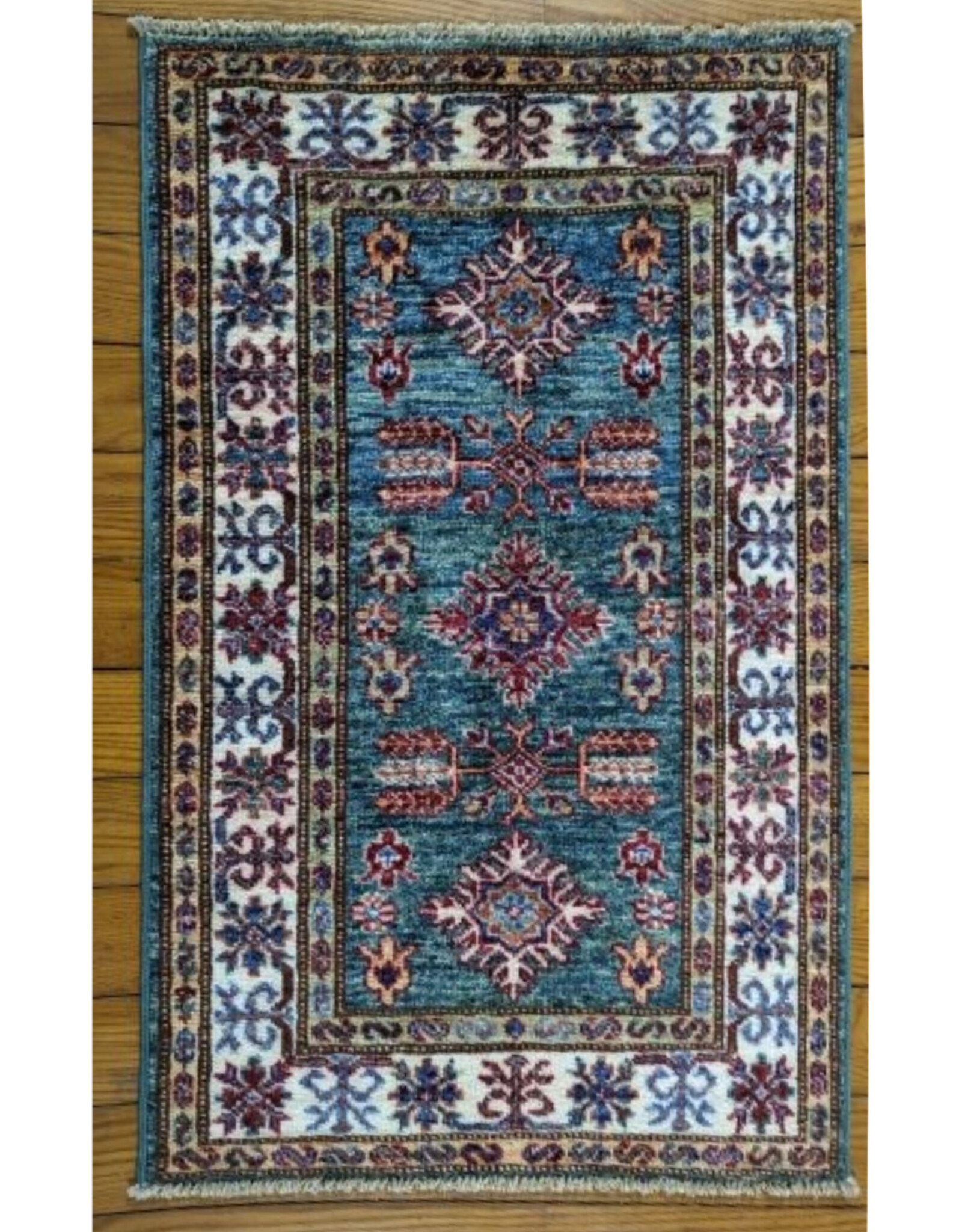 Bunyaad Pakistan 2241026  Green Kazak  2.0 X 3.1