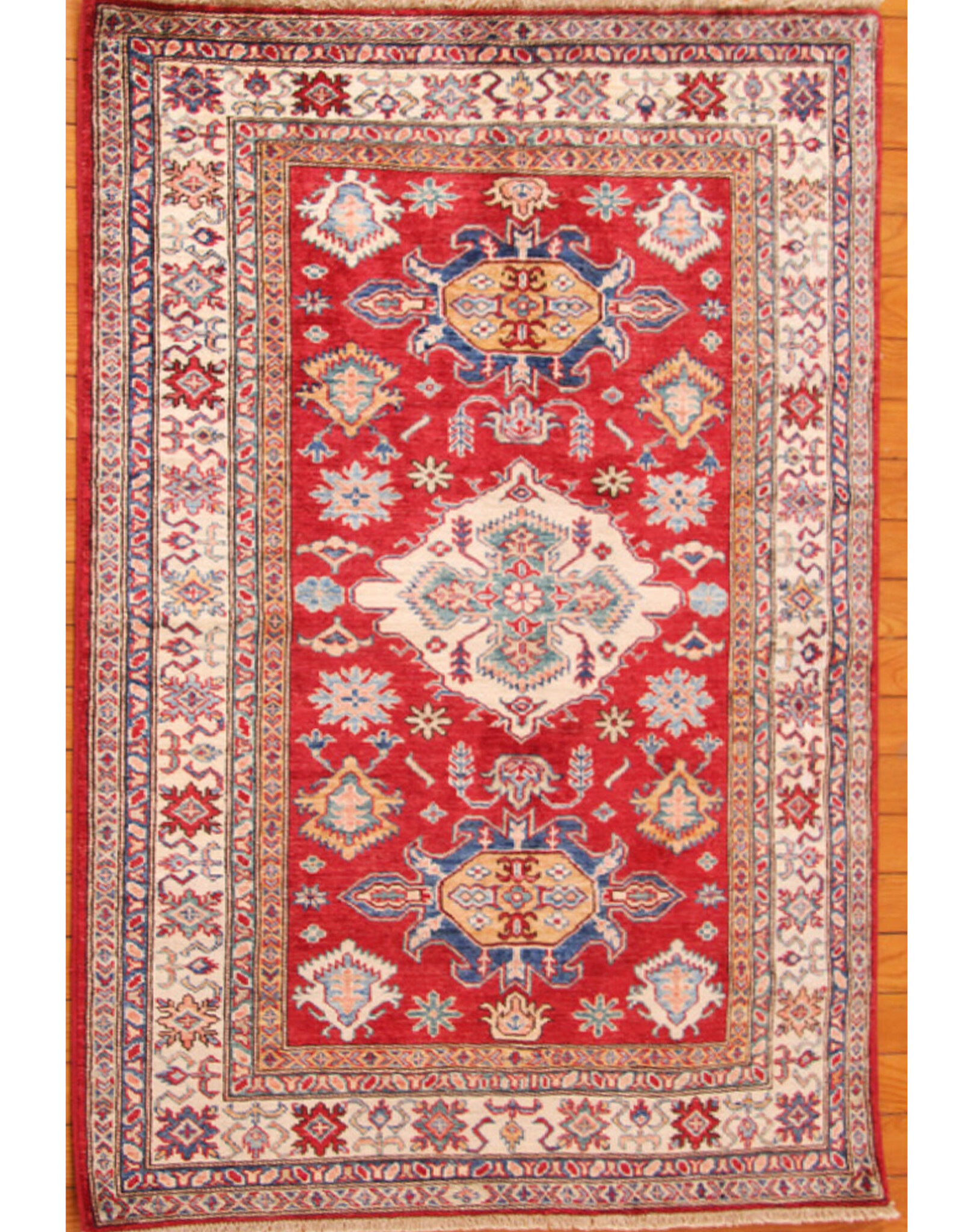 Bunyaad Pakistan 2200174  Red Kazak  4.0 X 5.6