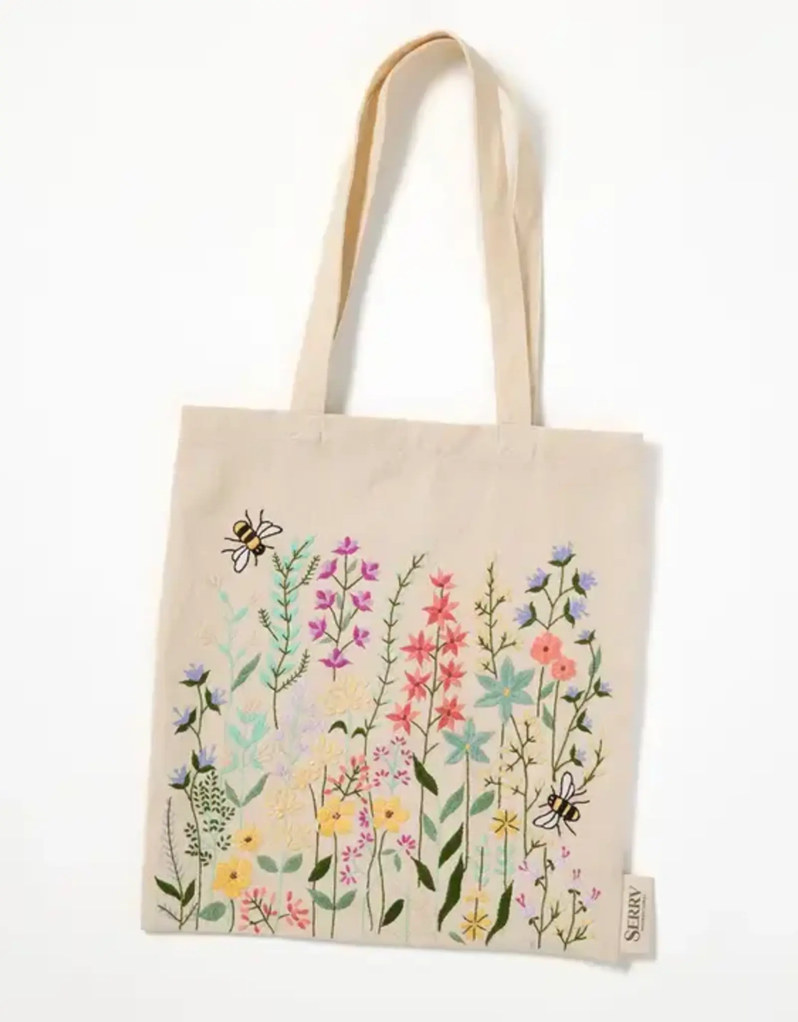 Serrv Bees and Blooms Embroidered Tote Bag