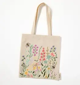 Serrv Bees and Blooms Embroidered Tote Bag