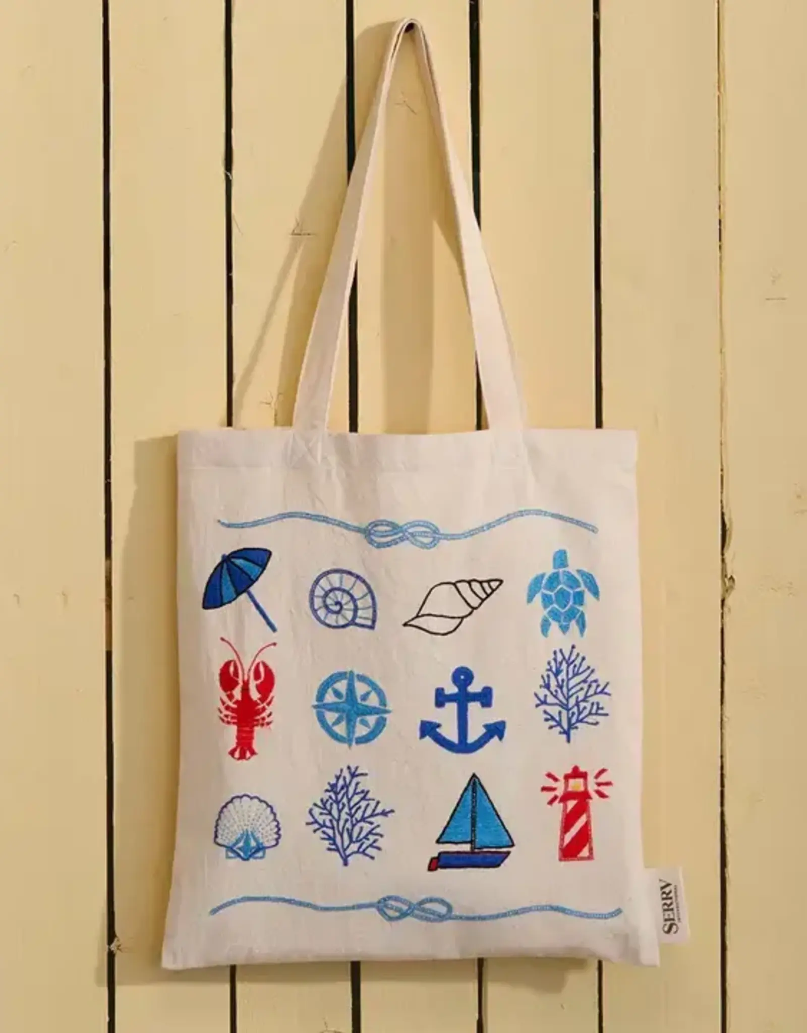 Serrv Nautical Embroidered Tote Bag