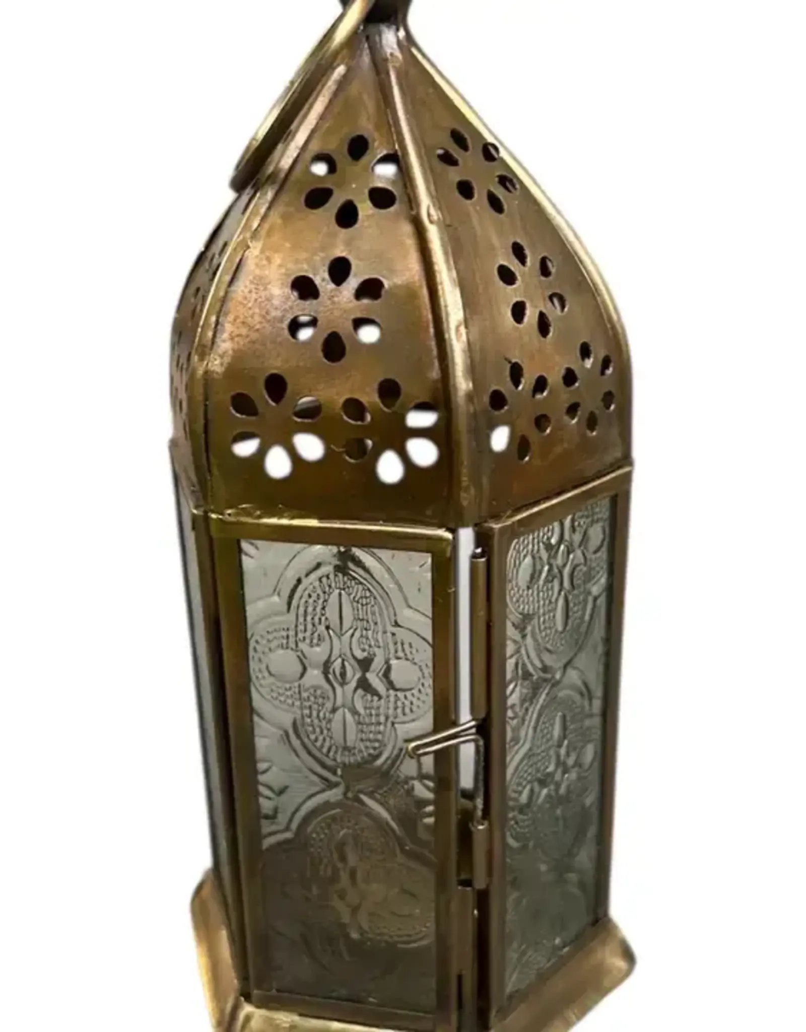 Hopes Unlimited Brass Glass Windowed Candle Holder