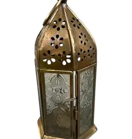 Hopes Unlimited Brass Glass Windowed Candle Holder