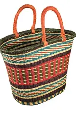 African Market Baskets V-Shaped Oval Bolga Basket (Assorted Colors)